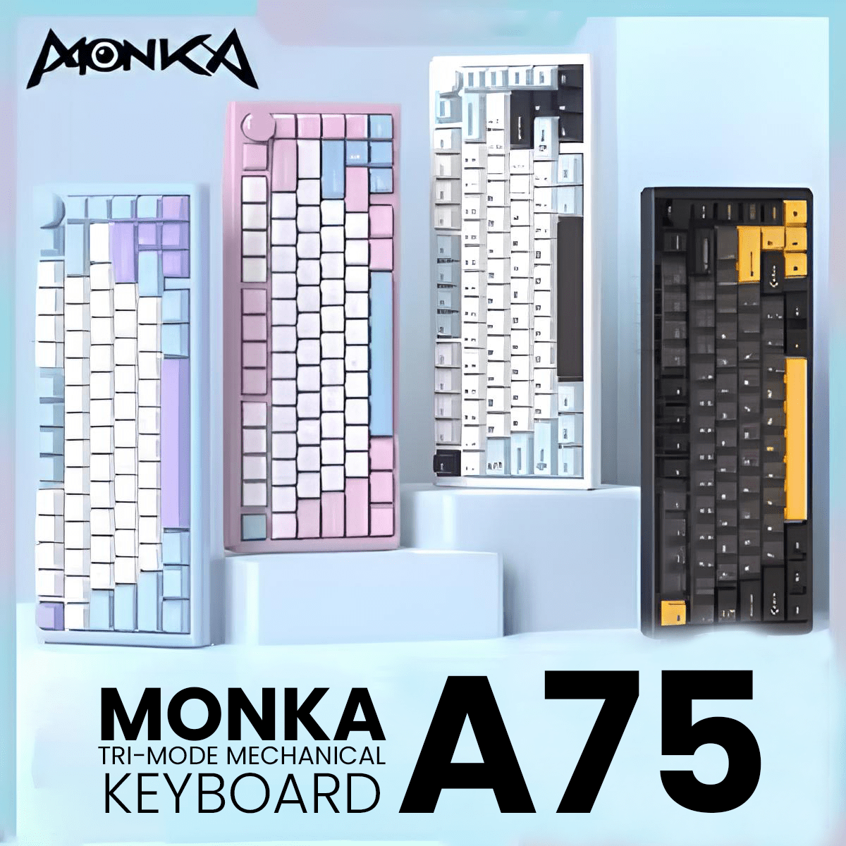 a75_tri-mode-blisstyle.png MONKA A75 Aluminum Tri-Mode Wireless Mechanical Keyboard - Image 1