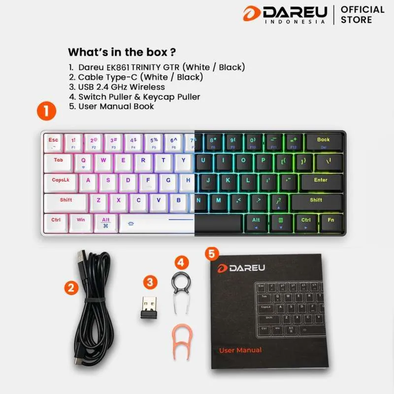 DAREU EK861 TRINITY GTR Tri Mode Hotswap Mechanical Keyboard - Image 4